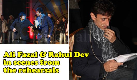 Ali Fazal rehearses with Rahul Dev (left). And Rahul brushes up on the script (right)