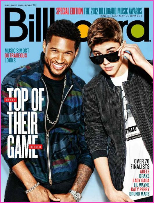 Singers Usher and Justin Bieber Share Billboard Cover!