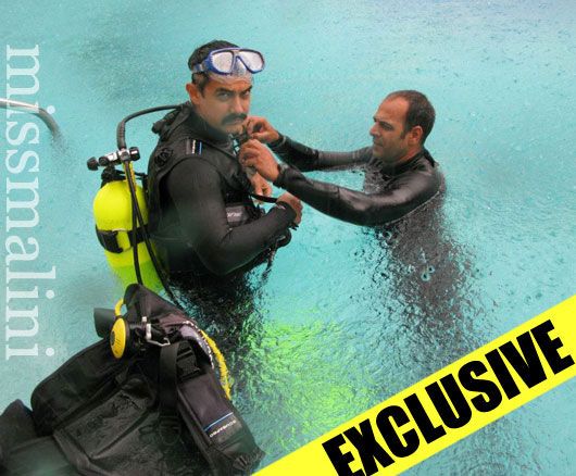 Aamir Khan and Anees Adenwala Diving