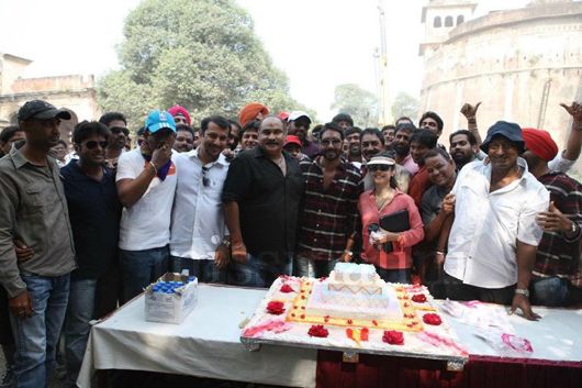 Fans, the cast and crew of Son Of Sardar with the birthday boy