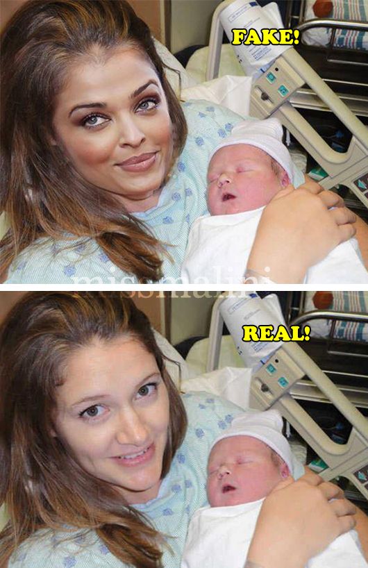 The fake Aishwarya and baby pic and the real one (below)