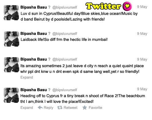 Bipasha tweets about her love for Cyprus