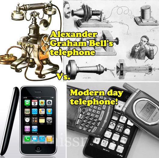 Alexander Graham Bell's phone and Modern day smartphones