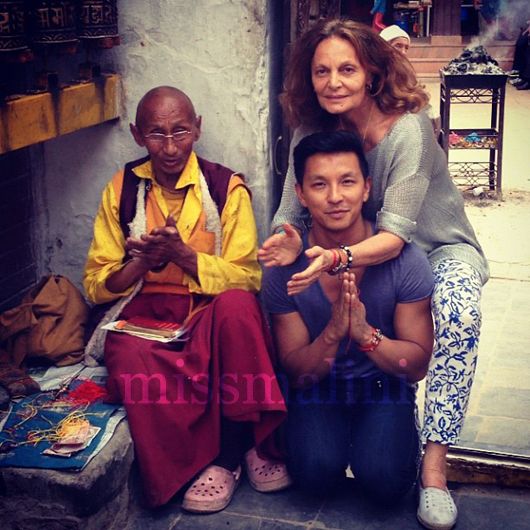 Prabal and Diane with a Monk at the Boudhanath