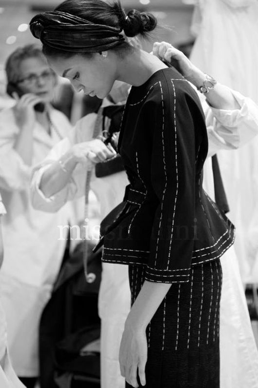A model gets fitted a day before the show