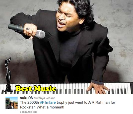 Filmfare Awards 2012 Winners: Best Music – A.R. Rahman for ‘Rockstar’