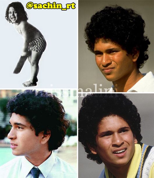 From a toddler to a pre-teen to a teenager, Sachin's curly hair is his trademark
