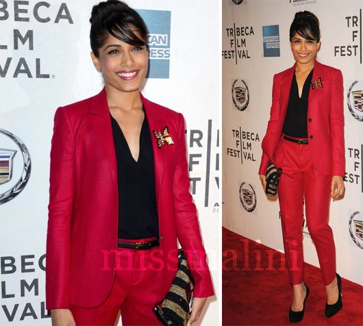 Freido Pinto looks red-hot in Gucci