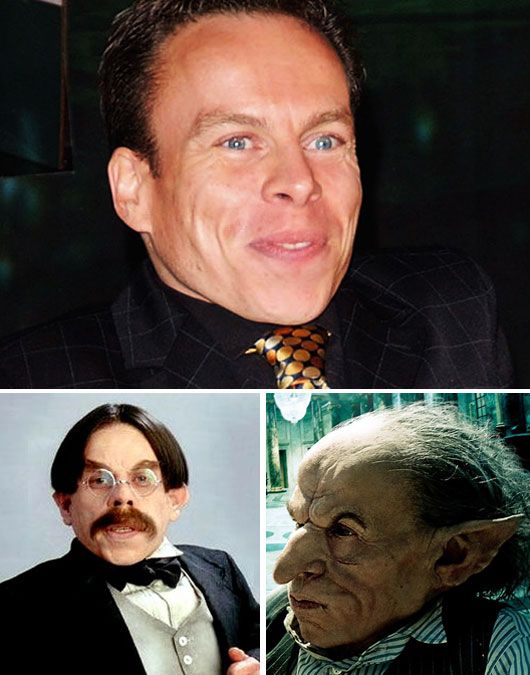 Warwick Davis (top) as Professor Flitwick (left) and Griphook the Goblin