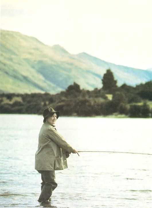 The Queen Mother goes fly-fishing even in her eighties