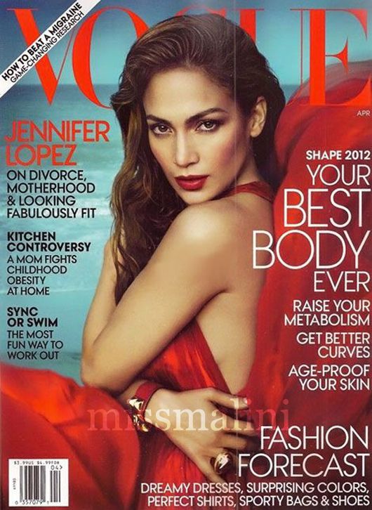 Jennifer Lopez on the cover of Vogue's April 2012 edition