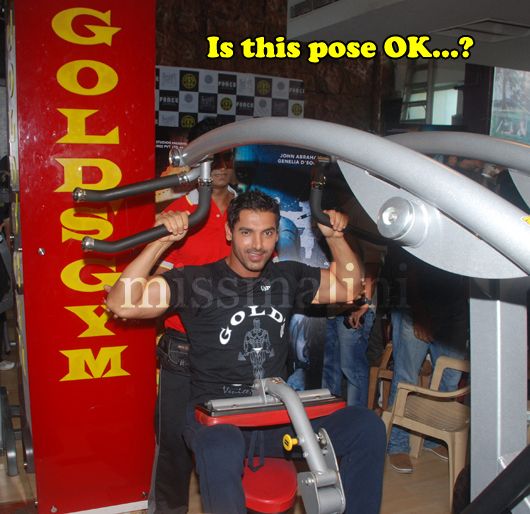 John Abraham works out at Golds Gym