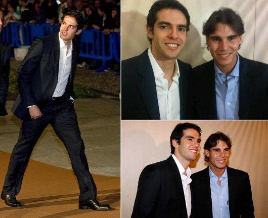 Note the simple belt buckle: Kaká and Rafael Nadal