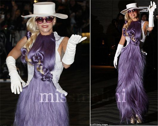 Lady Gaga's purple hair dress