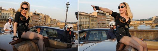 Madonna shoots the video for Turn Up the Radio in Florence, Italy