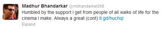 Madhur Bhandarkar's tweet