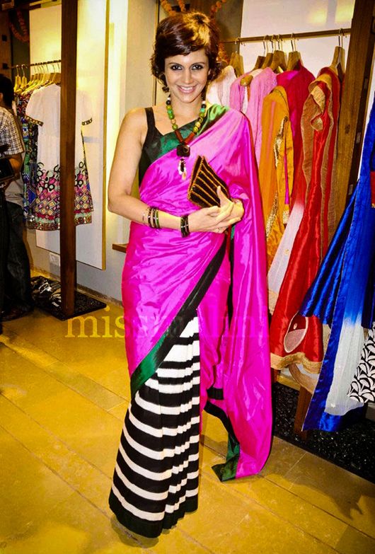 Mandira wears a Masaba Gupta saree