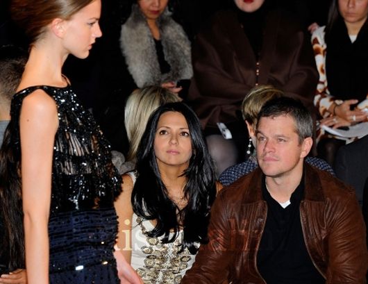 Matt Damon with wife Luciana Barroso at Naeem Khan's Fall 2012 showing at New York Fashion Week