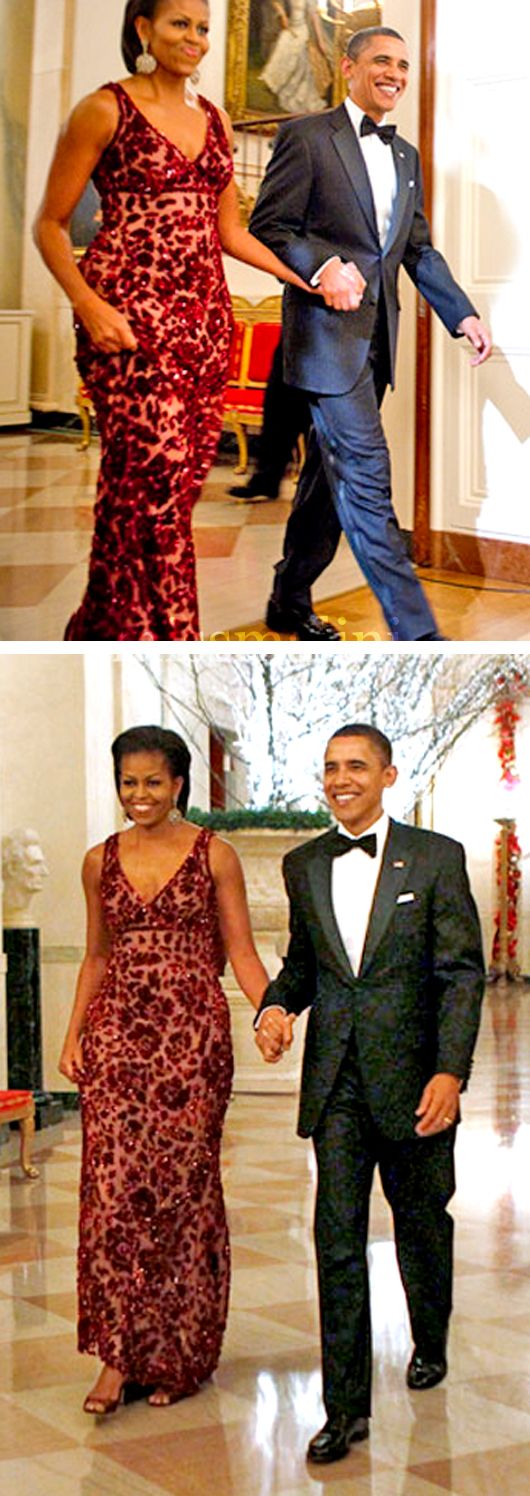 In 2010, the First Lady wore a beaded Naeem Khan gown to the Kennedy Centre Honours