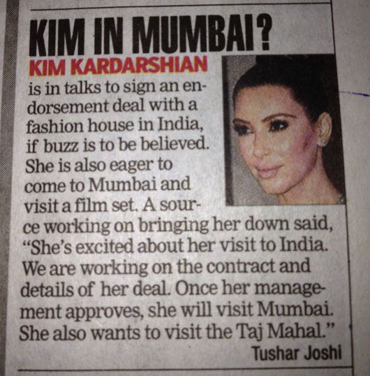 Is Kim Kardashian Coming to Bombay?