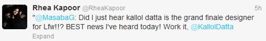 Rhea Kapoor's tweet