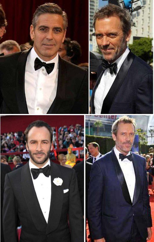 Shawl collar (clockwise): George Clooney, Hugh Laurie, Tom Ford (again!)