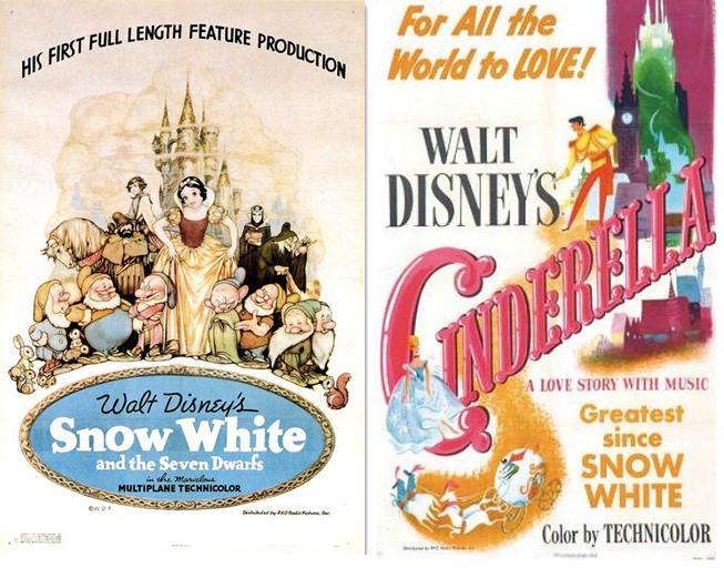The original posters of Snow White and the Seven Dwarfs & Cinderella