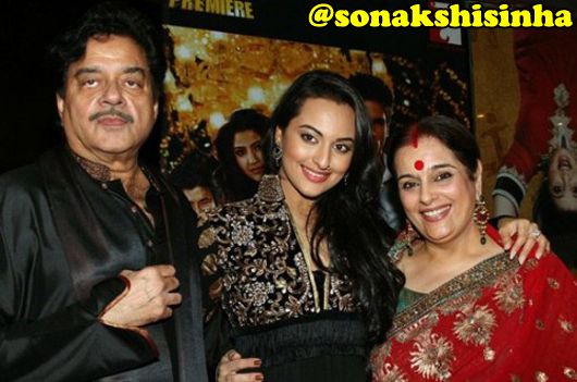 Shatrughan Sinha with daughter Sonakshi and wife Poonam
