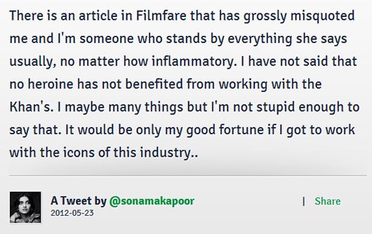 “I’ve Been Grossly Misquoted!” Sonam Kapoor Denies Racy Quote in Filmfare