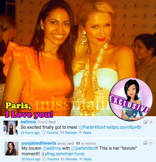 Tina G. Bedi and Paris Hilton
