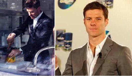 Immaculate open-necked look: Xabi Alonso