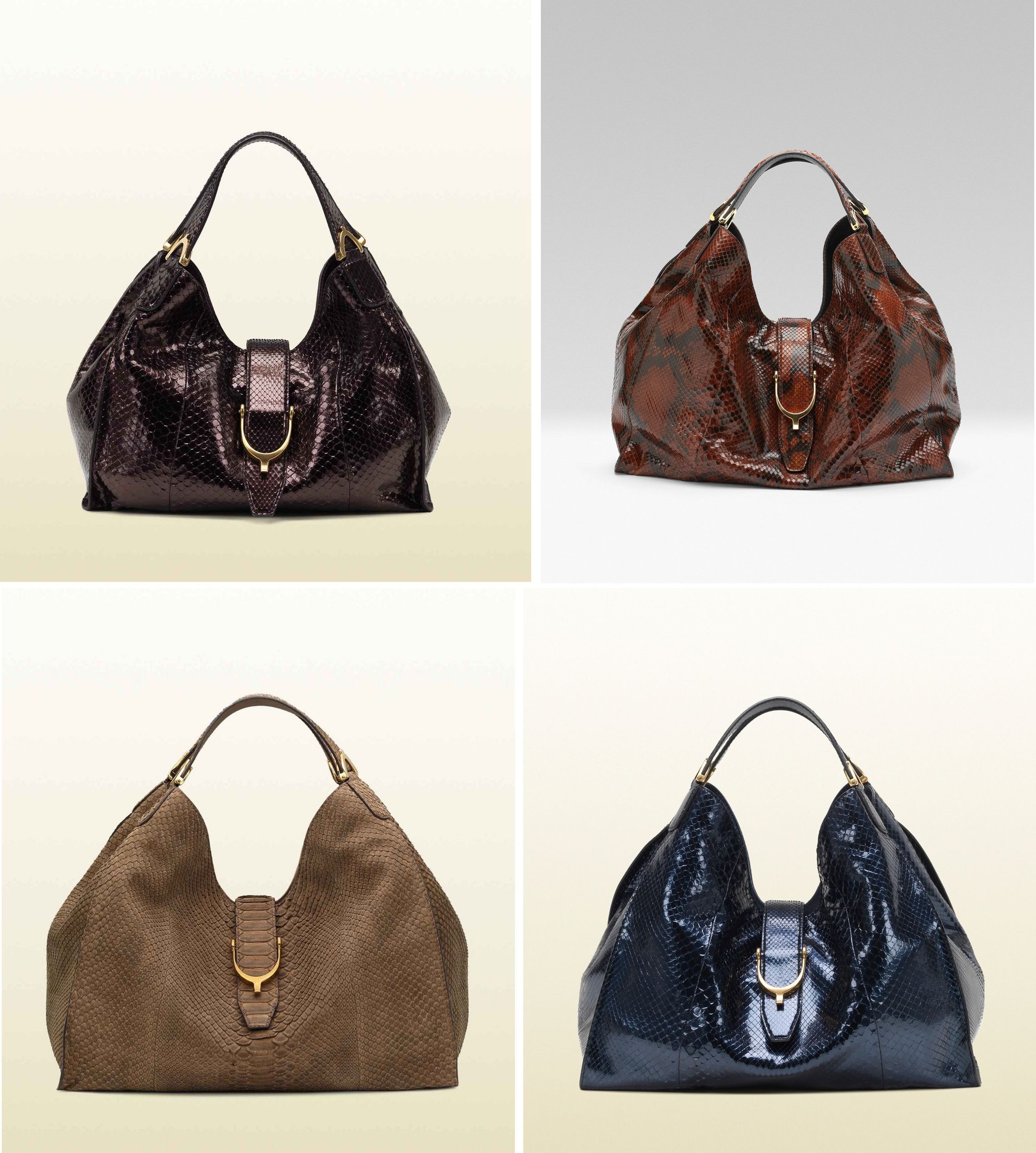 Gucci Stirrup Medium Python Top-Handle Bag