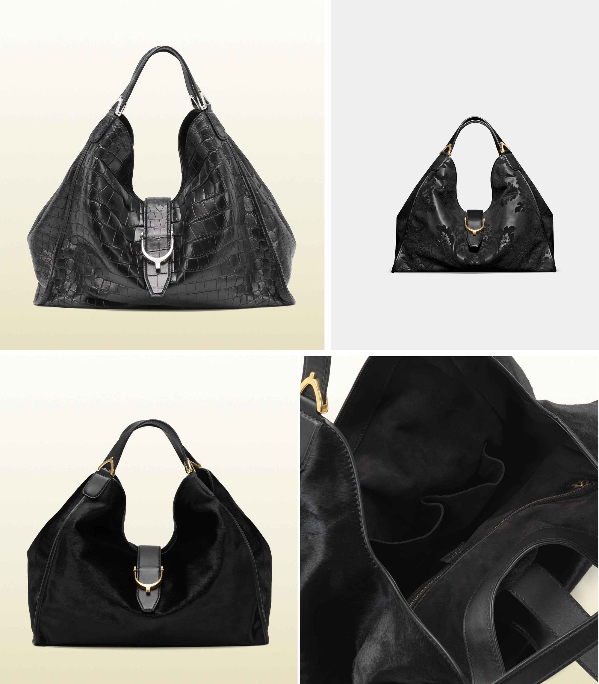 Gucci 'Soft Stirrup' bag in crocodile skin, velvet and pony skin (Photo courtesy | Gucci)