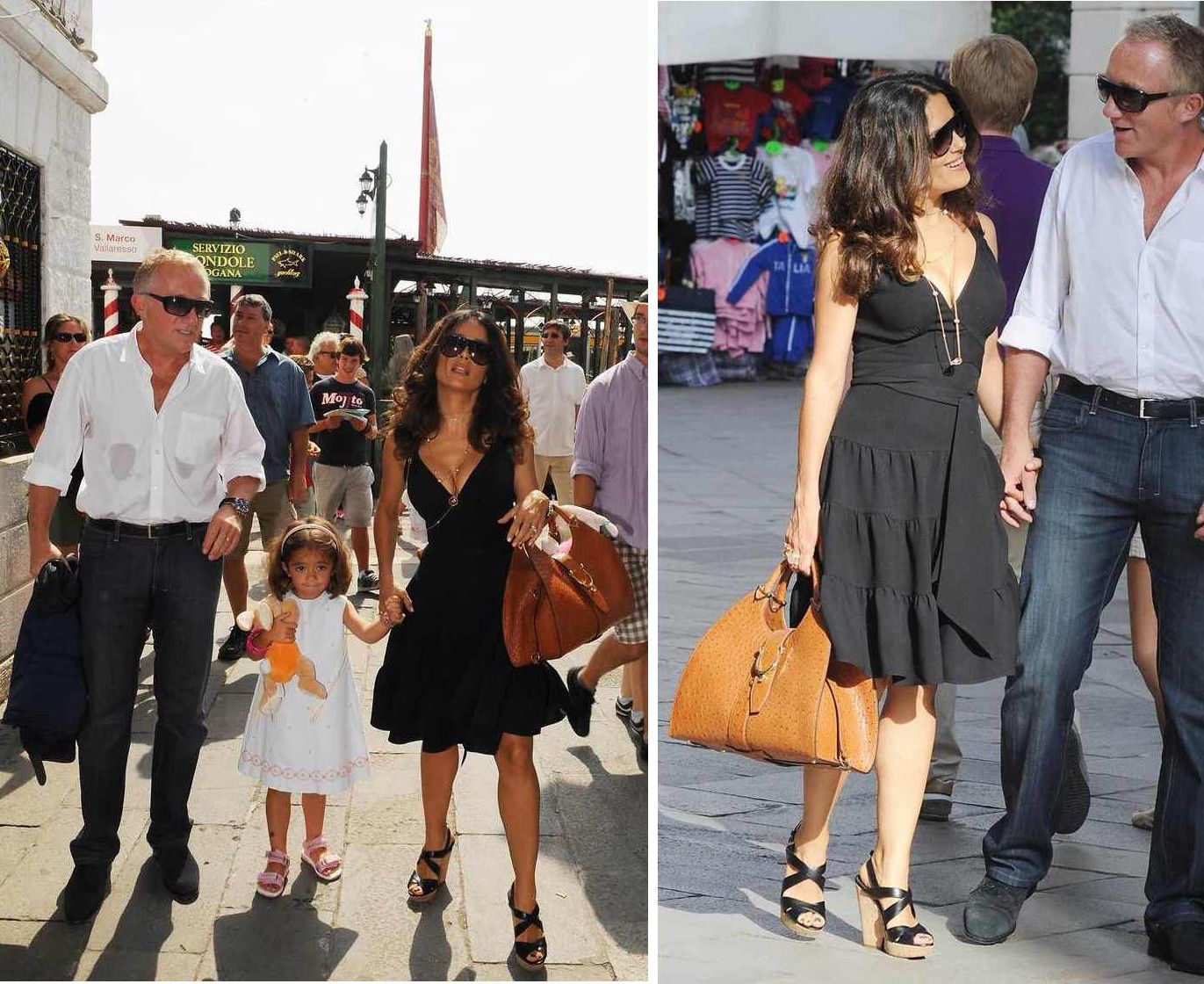 Salma Hayek-Pinault carrying the Gucci 'Stirrup' bag