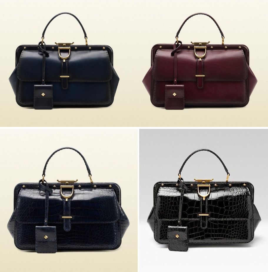 Gucci Lady Stirrup bags in plain and crocodile leather (Photo courtesy | Gucci)
