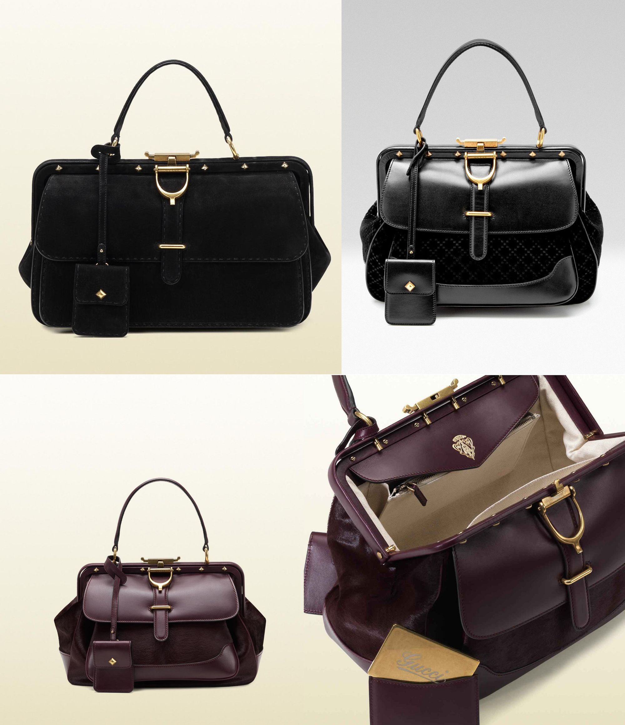 Gucci Lady Stirrup bags in suede, velvet and pony skin (Photo courtesy | Gucci)