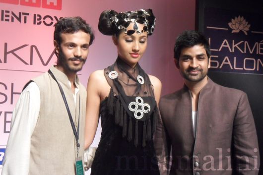 Sourabh with a model and actor Manish Goel