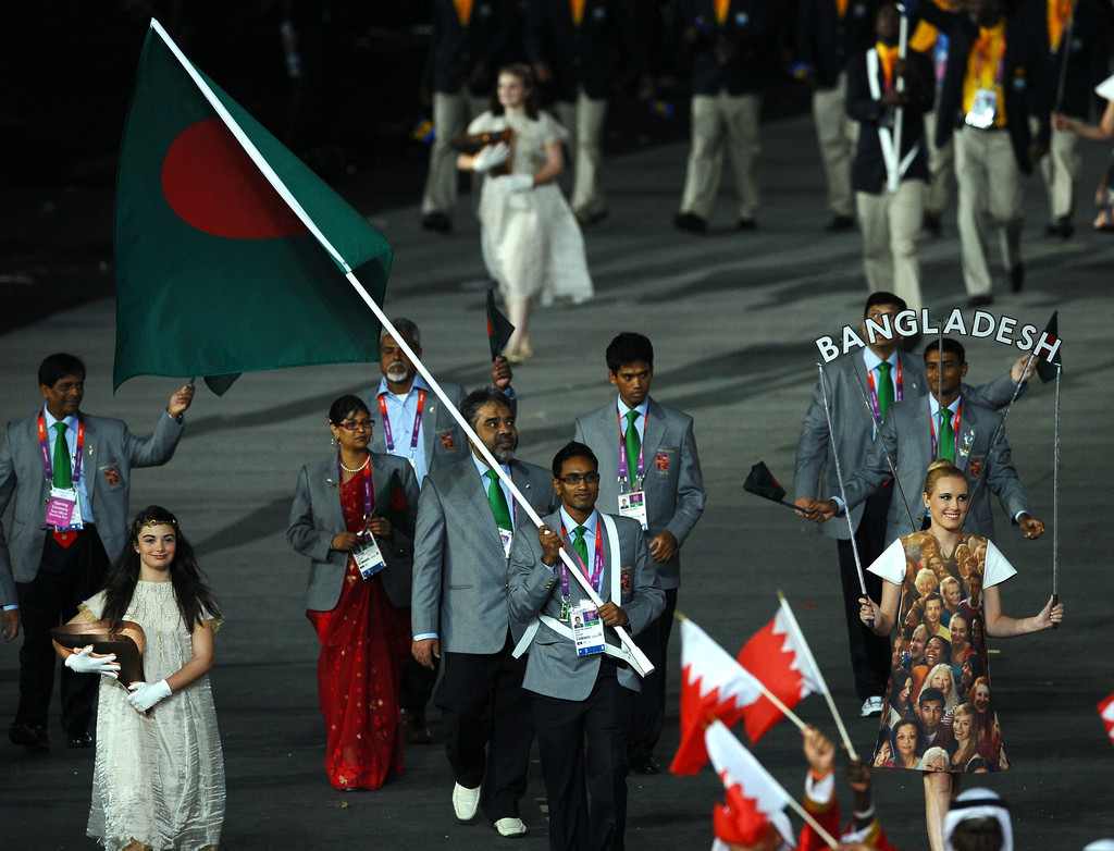 The Bangladeshi team during the athletes parade at the London 2012 Olympics Opening Ceremony