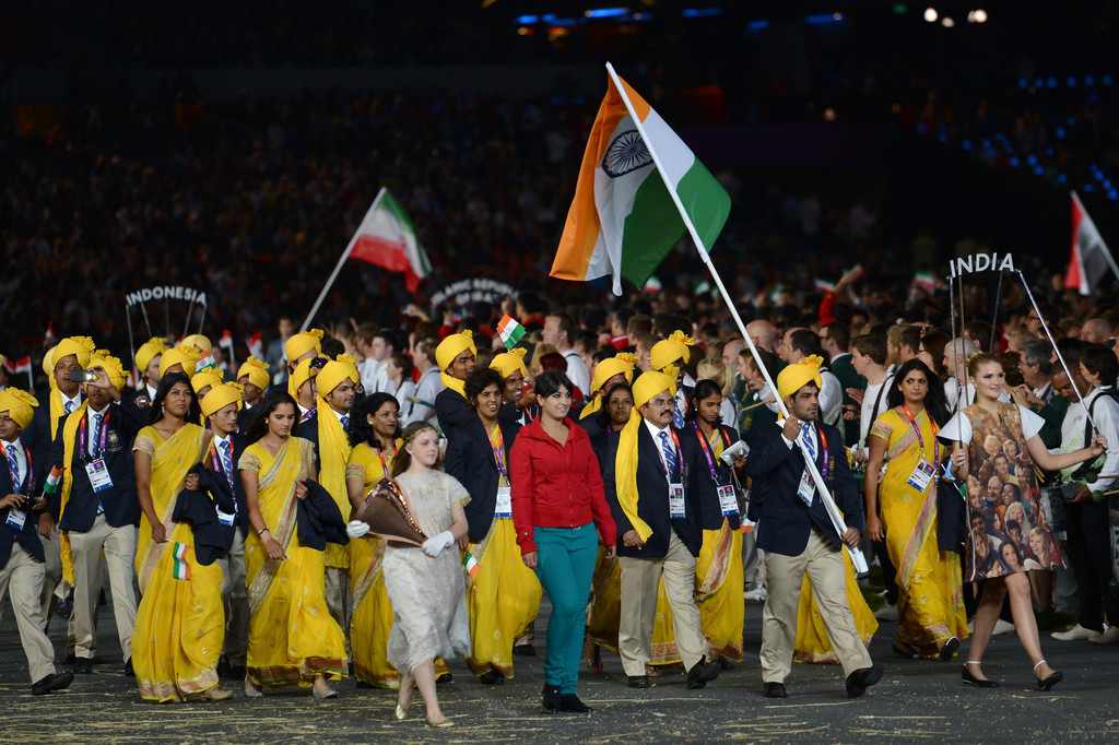 Team India during the athletes parade at the London 2012 Olympics Opening Ceremony