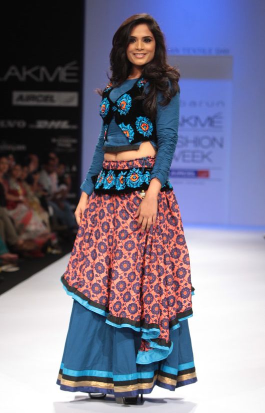 Actress Richa Chadda in Debarun's Winter / Festive 2012 design