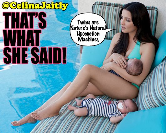 “Twins are Nature’s Natural Liposuction Machines,” Says Sexy Actress Celina Jaitly