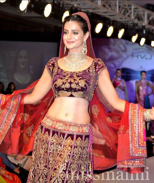Ameesha Patel wears jewelry by H.V. Jewels and an outfit by Amy Billimoria