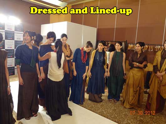 The girl line up , after designer, Payal Khandwala hand them their changes