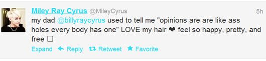 Miley Cyrus Tweet