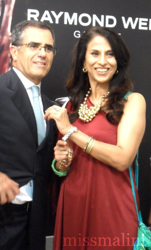 Olivier Bernheim (President and CEO of Raymond Weil) with author Shobhaa De