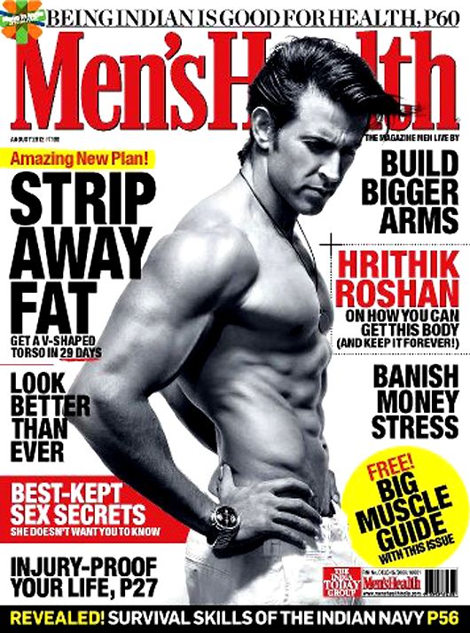 Hrithik Roshan on the cover of Men's Health August 2012