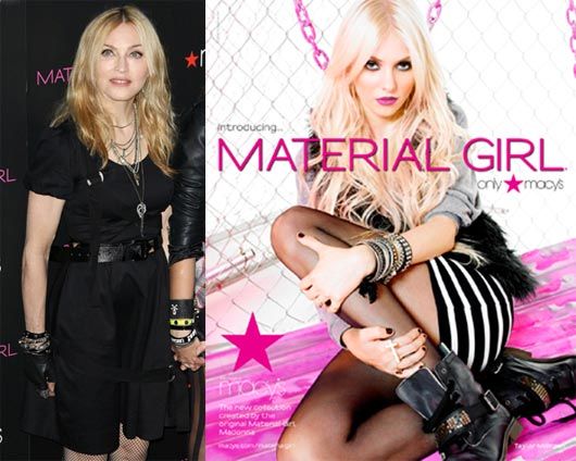 Madonna at the launch of the "Material Girl"line with Macy's; The Material Girl Print ad