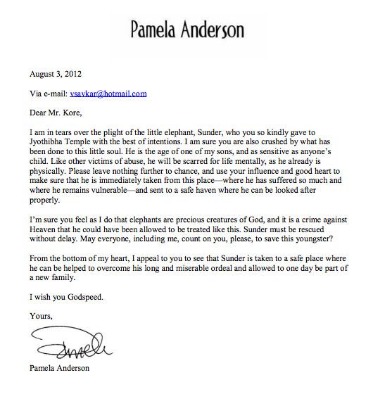 Pamela Anderson's letter
