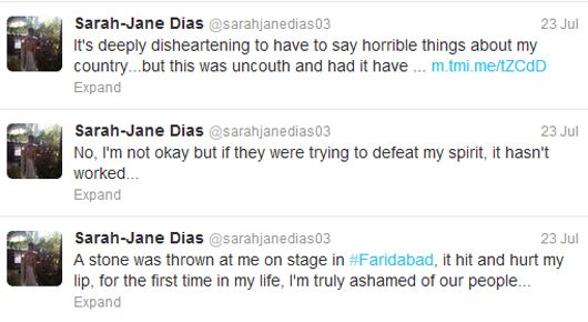 Actress Sarah Jane Dias Hit by Stone-thrower in Faridabad
