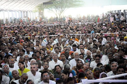 Audience at Murari Bapu's Katha on Day 2 of the Murari Bapu in Nathdwara festival